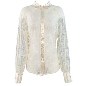 NWT Jason Wu Cream Lace Long Sleeve Blouse Size Medium